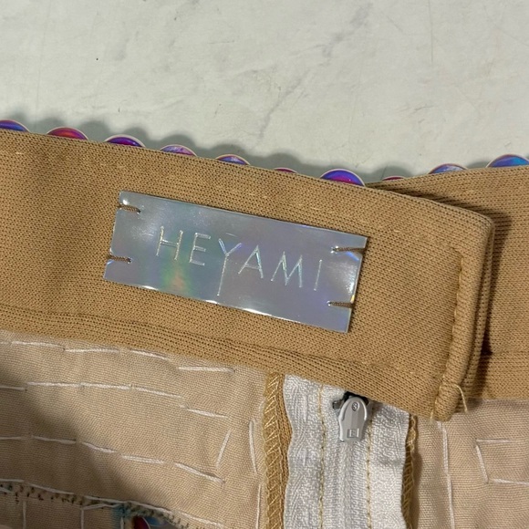 NEW Heyami Pink Pearl Iridescent Cutout Yoroi Trousers Small Festival Raver - Picture 7 of 9